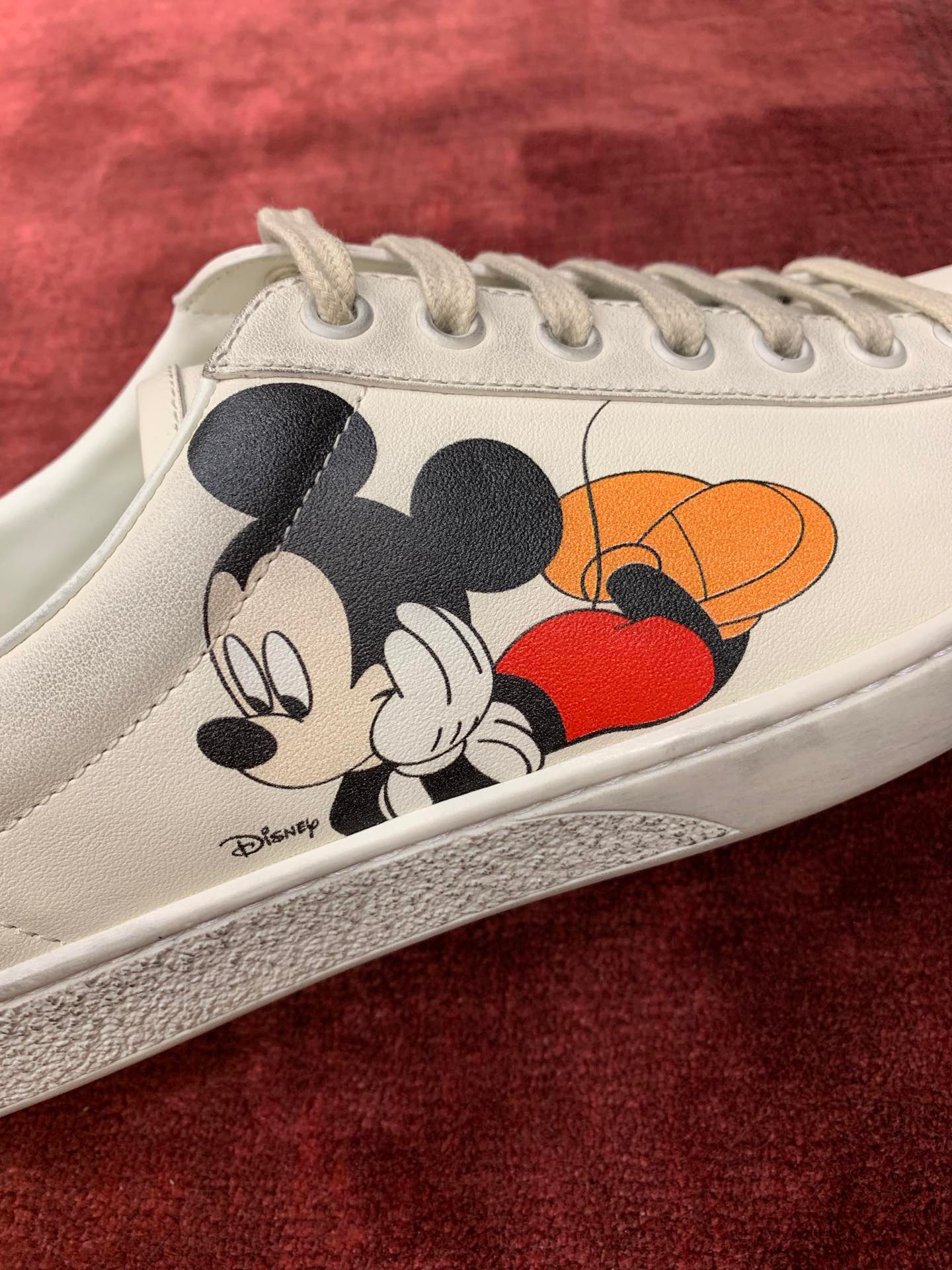 GIÀY GUCCI Leather Ace Sneakers Disney Mickey Mouse White
