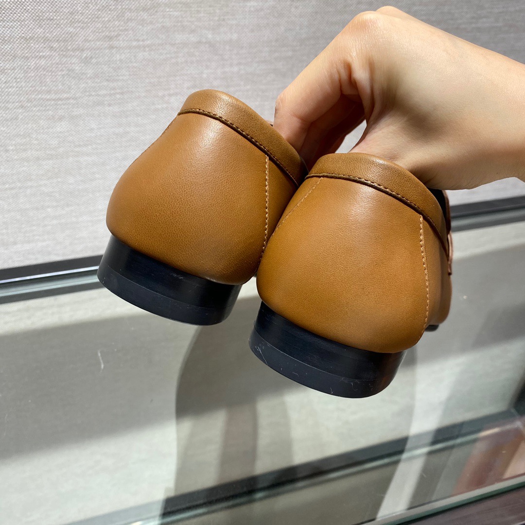 GIÀY HERMES KELLY LEATHER BROWN LOAFER SHOES