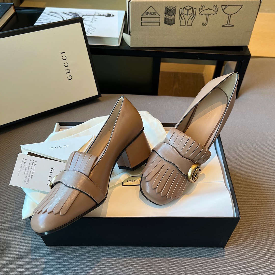 GIÀY GUCCI GG LEATHER LOGO LOAFER SHOES