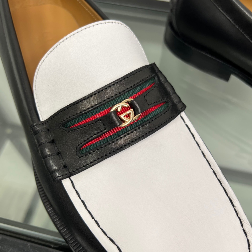 GIÀY GUCCI GG LEATHER  LOGO LOAFER SHOES