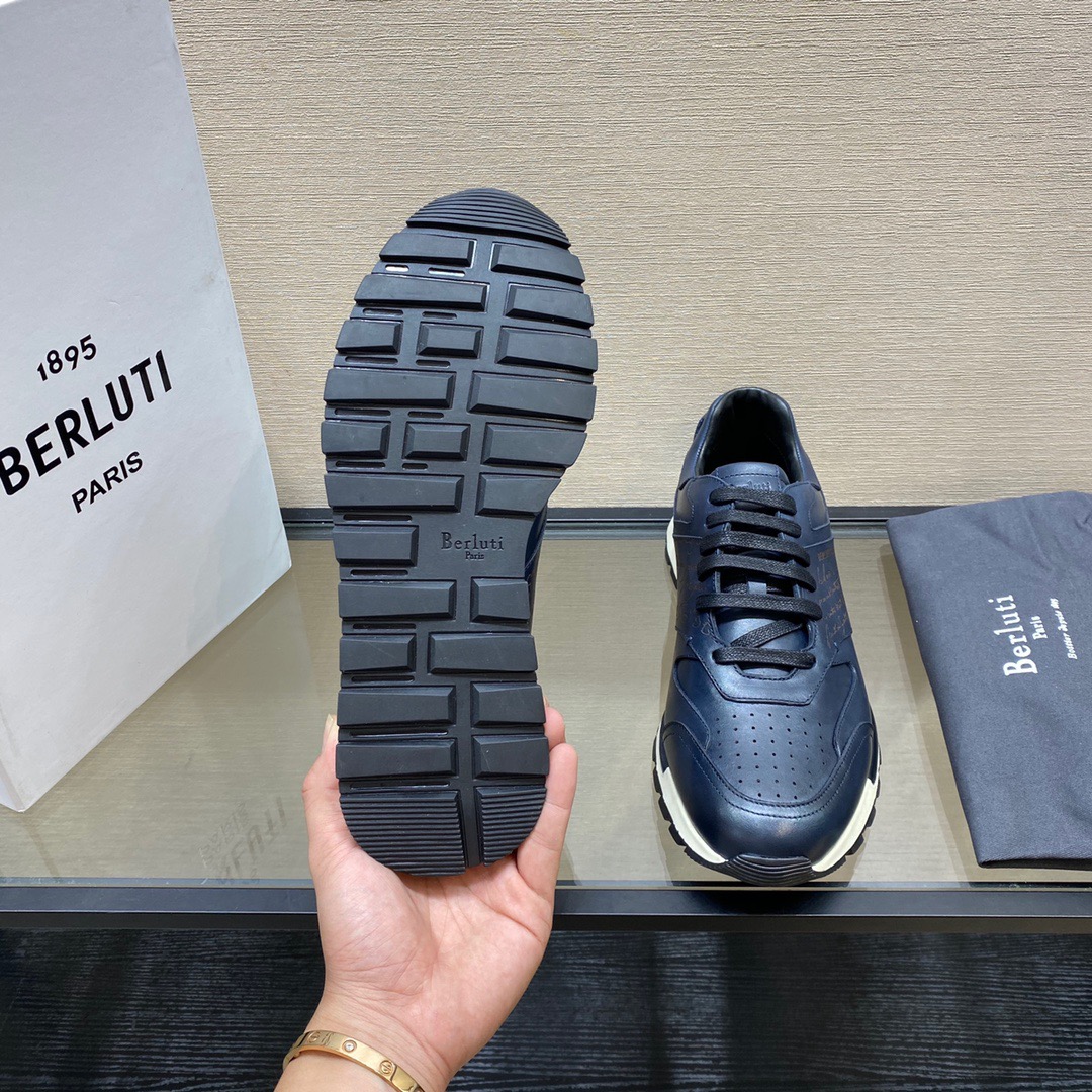 GIÀY BERLUTI Leather Blue Sneaker shoes
