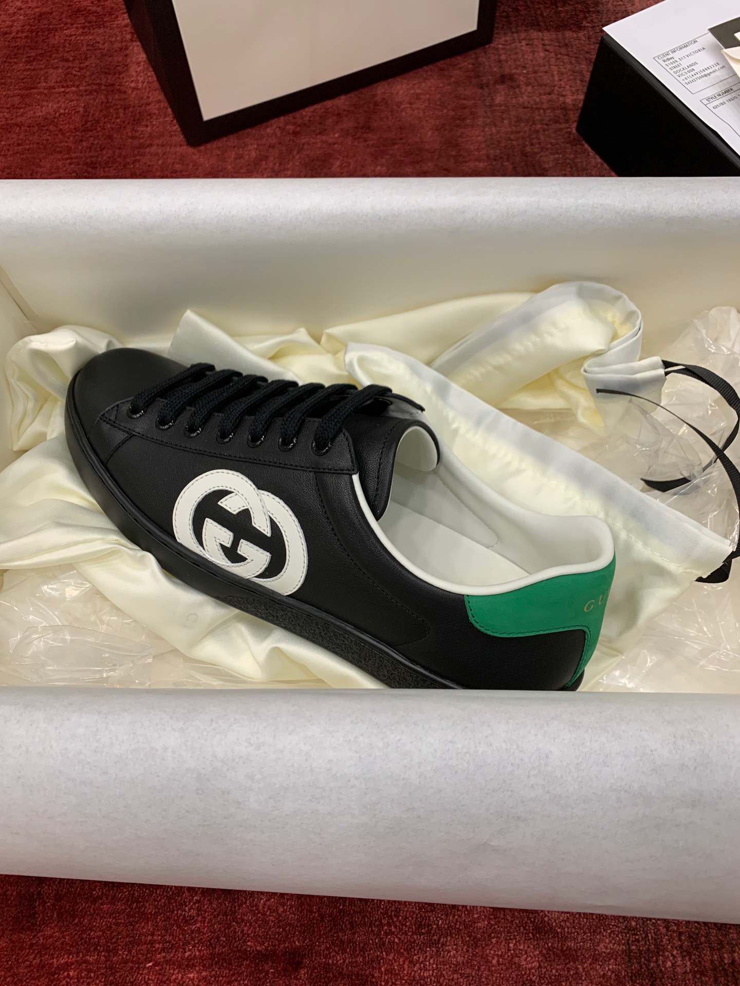 GIÀY GUCCI Leather Ace Sneakers Interlocking GG Black