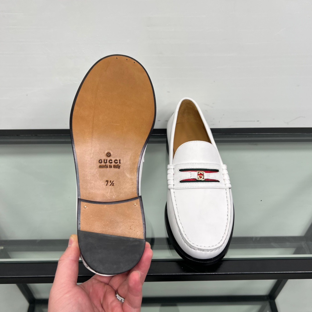 GIÀY GUCCI GG LEATHER  LOGO LOAFER SHOES