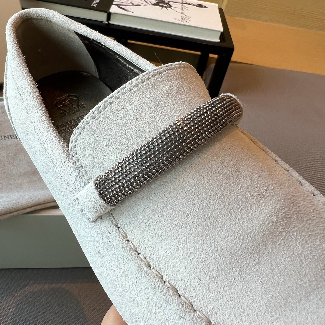 GIÀY BRUNELLO CUCINELLI white suede loafer