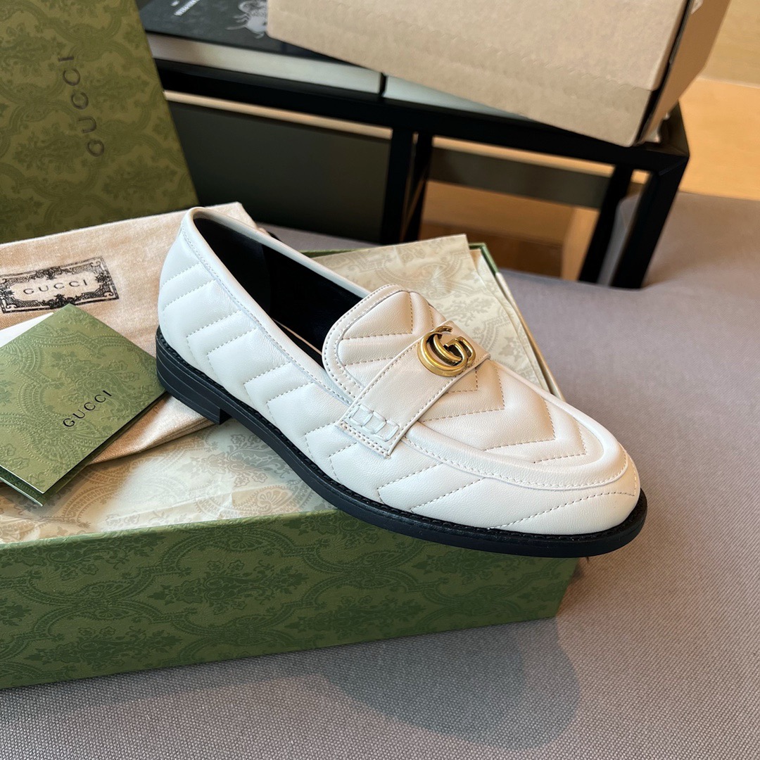 GIÀY GUCCI GG LEATHER LOGO LOAFER SHOES