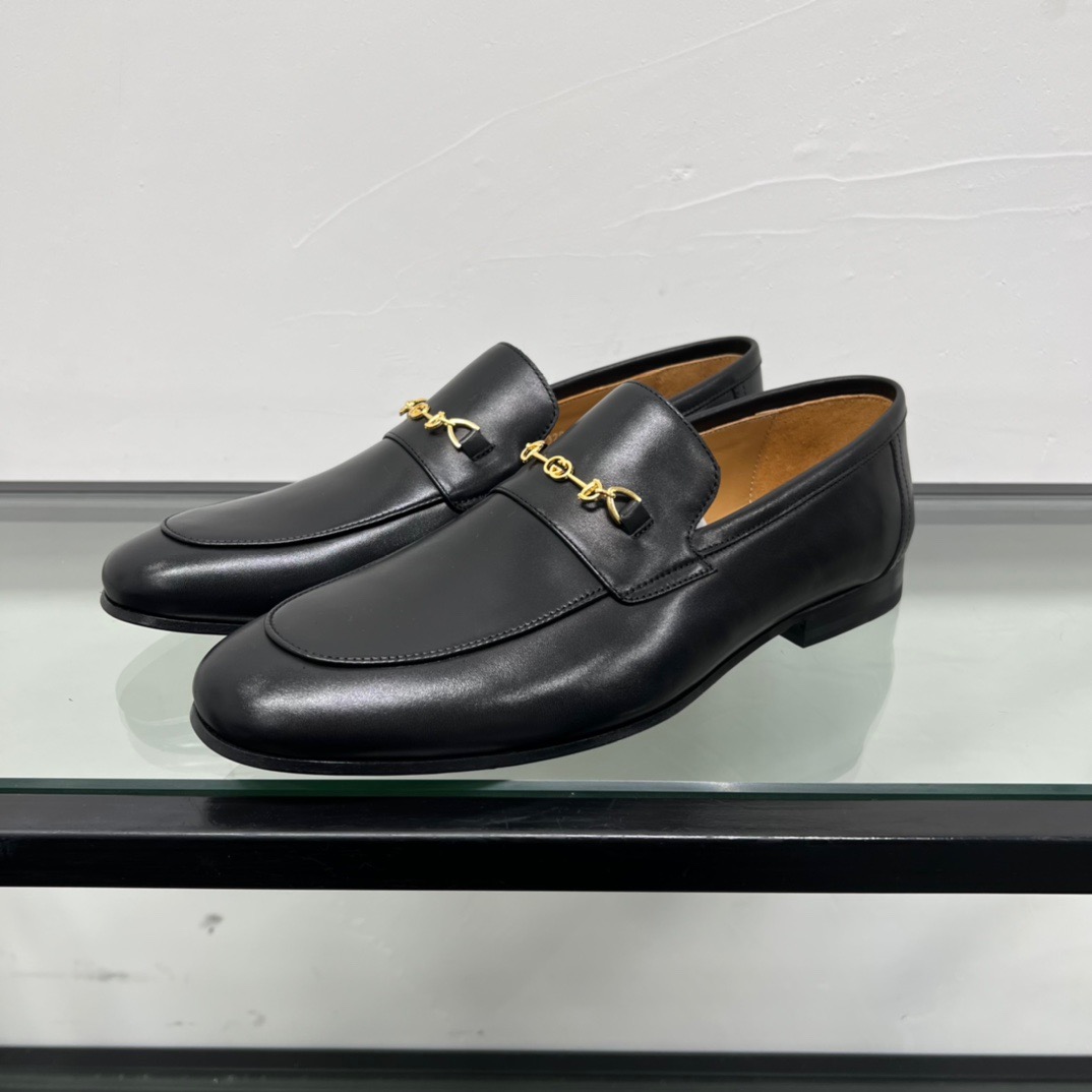 GIÀY GUCCI GG LEATHER  LOGO LOAFER SHOES