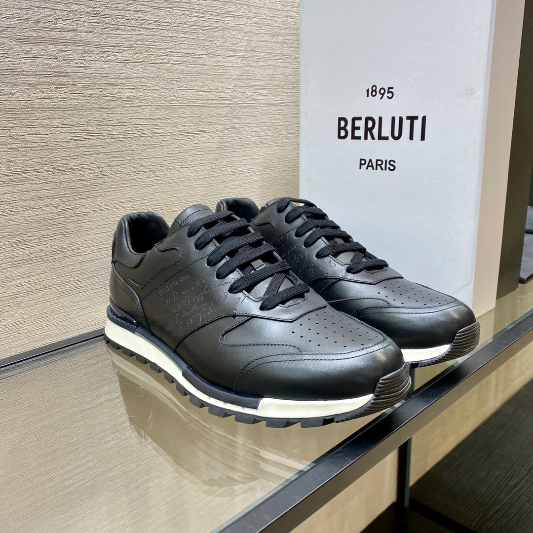 GIÀY BERLUTI Leather Black Sneaker shoes