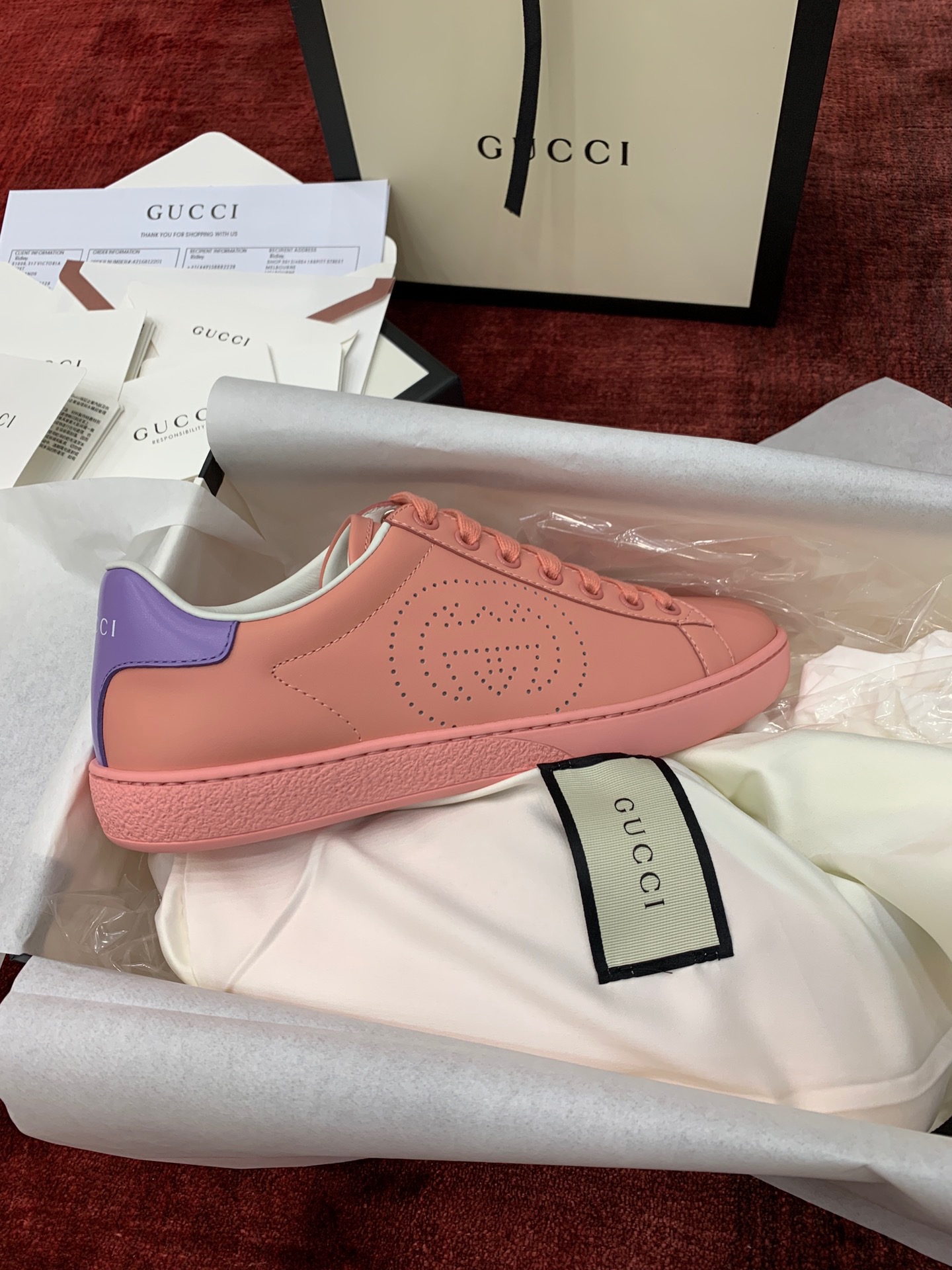 GIÀY GUCCI Leather Ace Sneakers Interlocking GG Blue