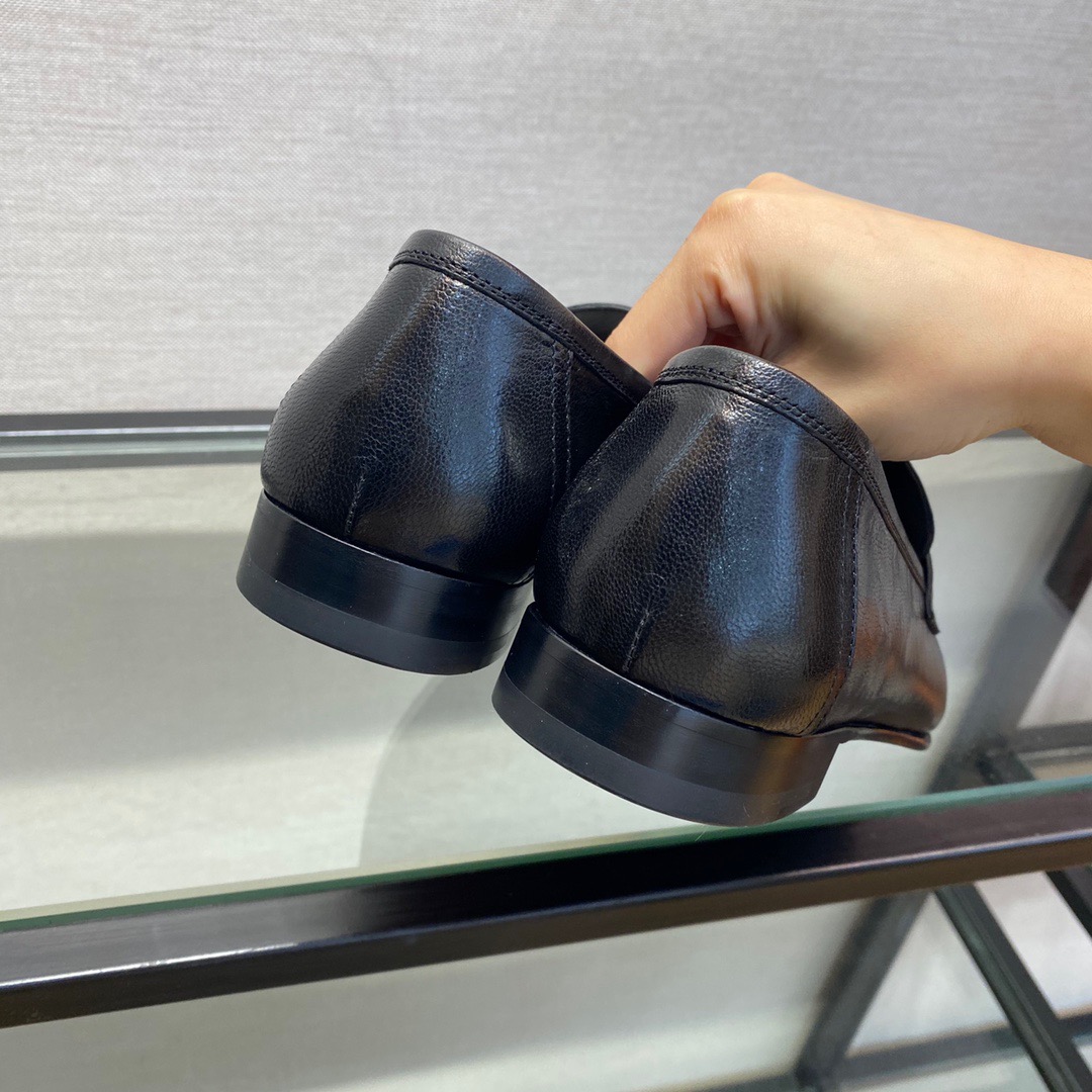 GIÀY HERMES LEATHER BLACK LOAFER SHOES