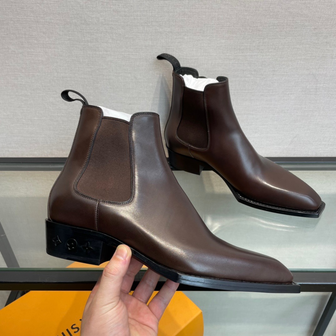 GIÀY LOUIS VUITTON BROWN LEATHER BOOTS SHOES