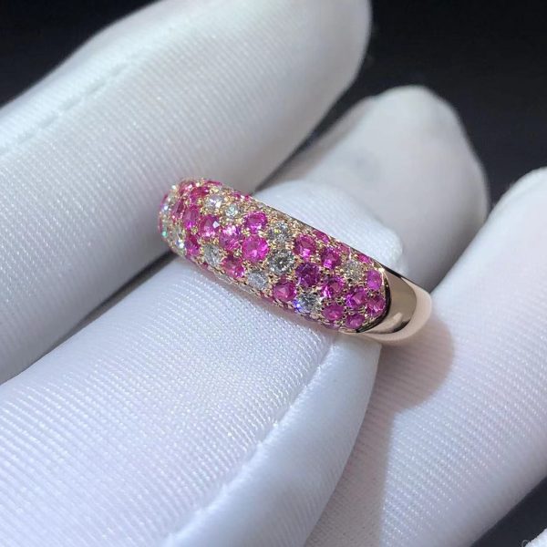 Nhẫn Cartier Etincelle kim cương vđá sapphire vàng hồng 18K