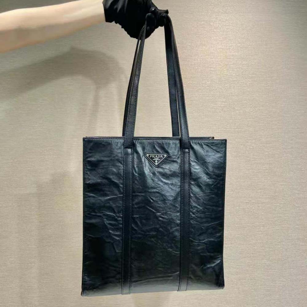 TÚI Prada Antique Nappa Leather Tote-Black