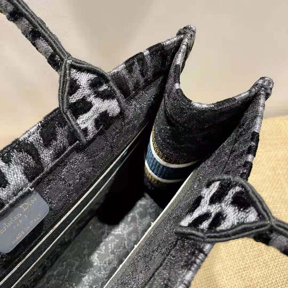 TÚI Dior Book Tote Gray Mizza Embroidered Velvet