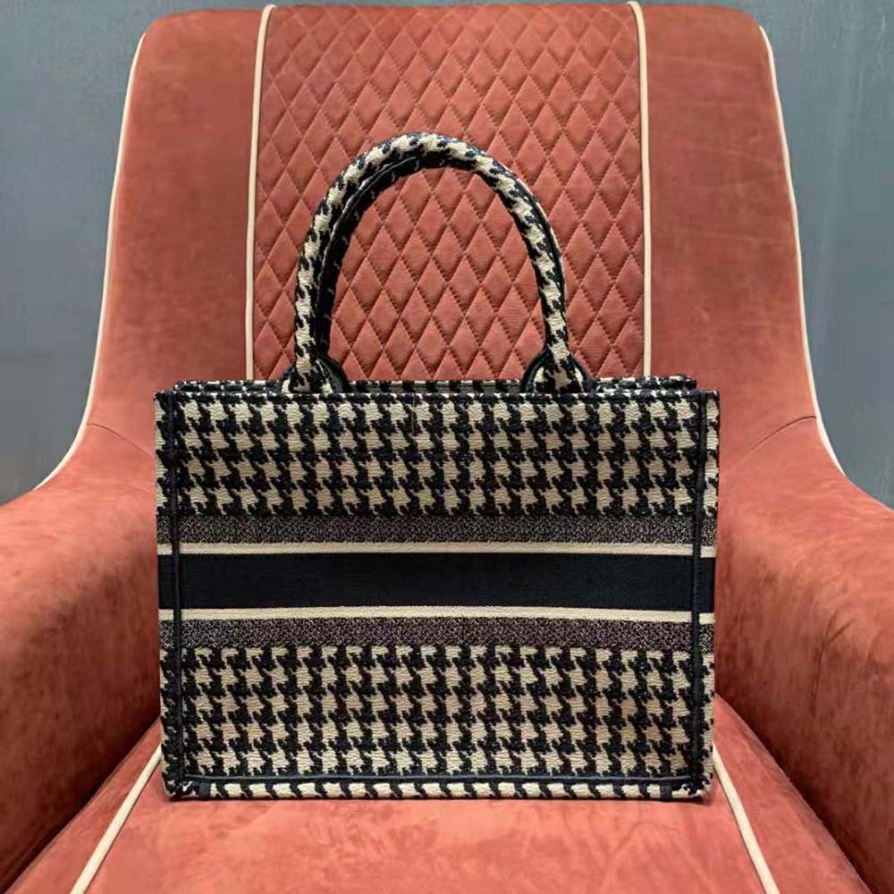 Dior Book Tote Large Beige and Black Houndstooth  Alyssa Smirnov