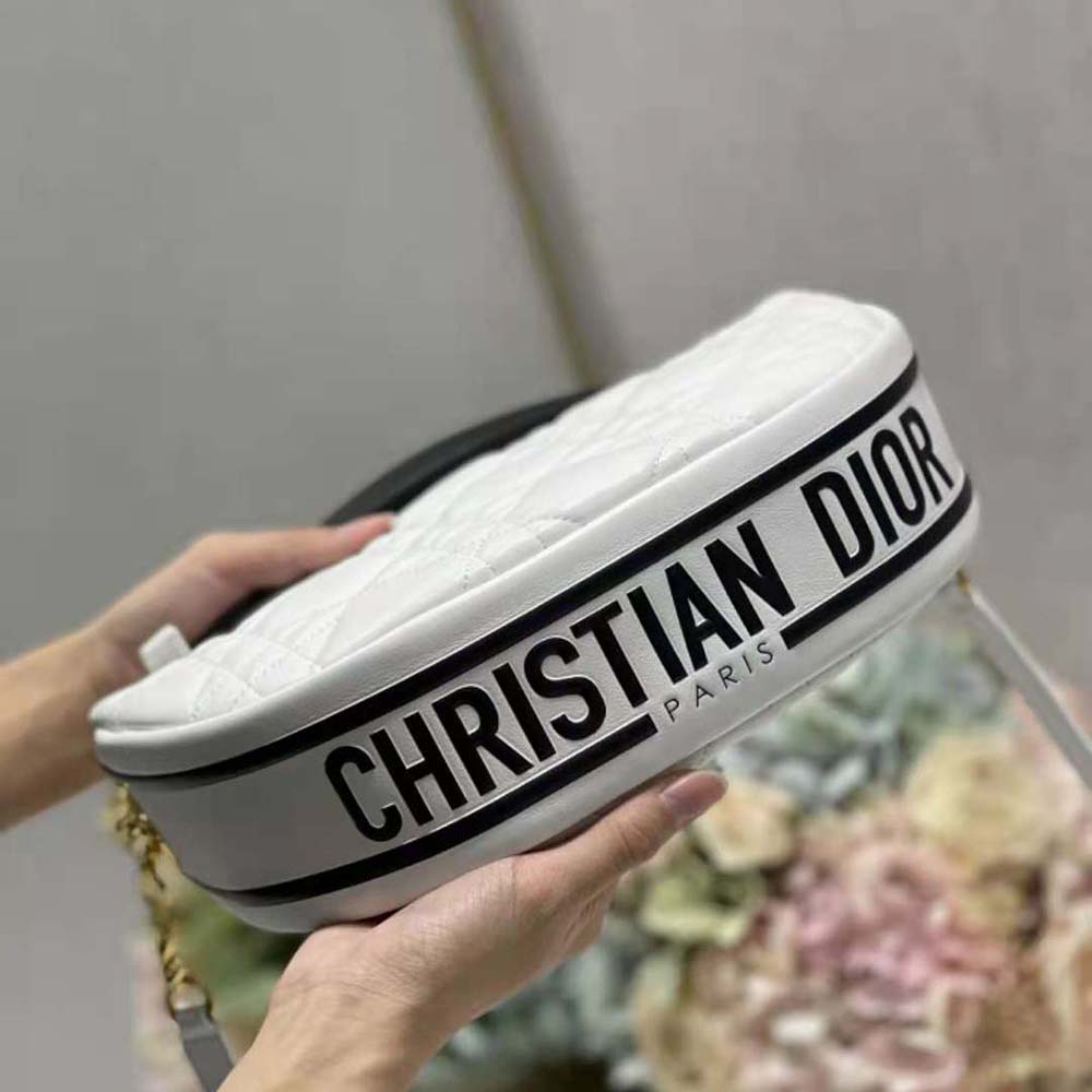 TÚI Dior Women Medium Dior Vibe Hobo Bag White Cannage Lambskin