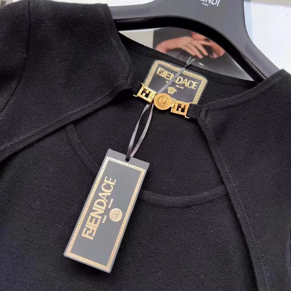 VÁY Fendi  Fendace Dress in Black Cady