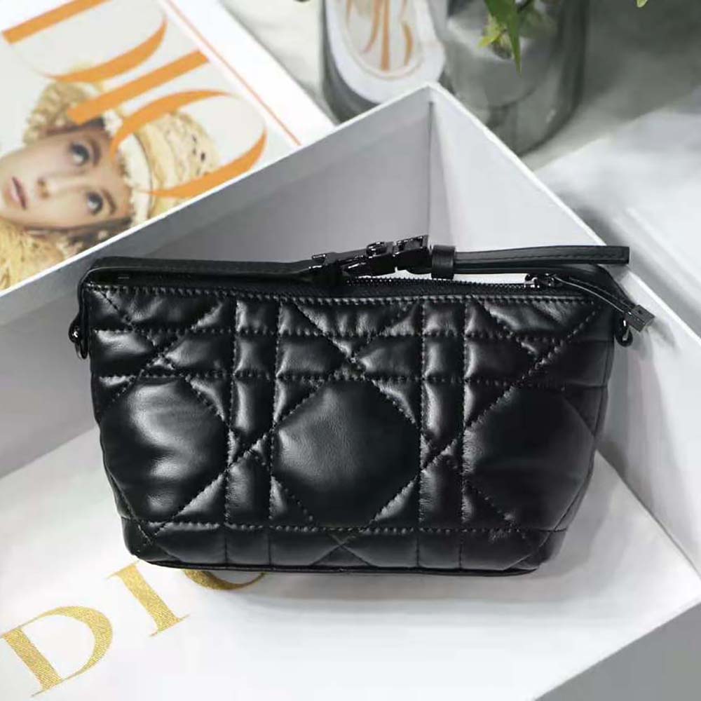 TÚI Dior Women Small Diortravel Nomad Pouch Latte Macrocannage Calfskin