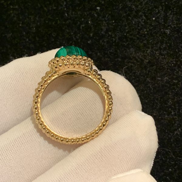 Nhẫn Van Cleef & Arpels Perlee Couleurs Malachite vàng hồng 18K