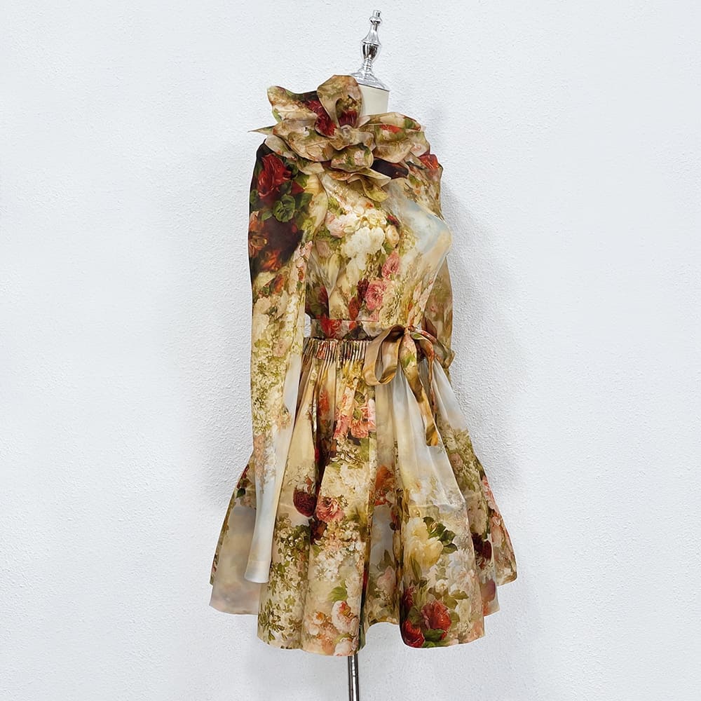 VÁY ZIMMERMANN Vintage Flower Long Sleeve Short Dress High Classy