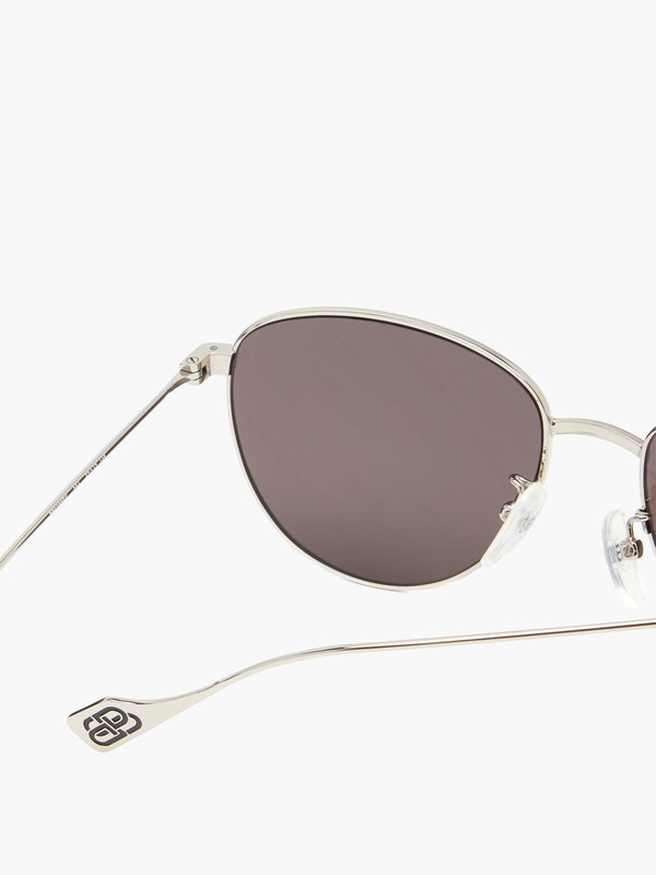 BALENCIAGA Logo-print round metal sunglasses