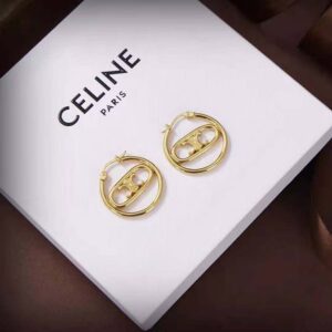 BÔNG TAI Celine Women Maillon Triomphe Bold Hoops in Brass with Gold Finish