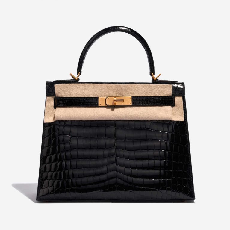 TÚI Hermès Kelly 28 Niloticus Crocodile Black Gold Buckle khóa vàng