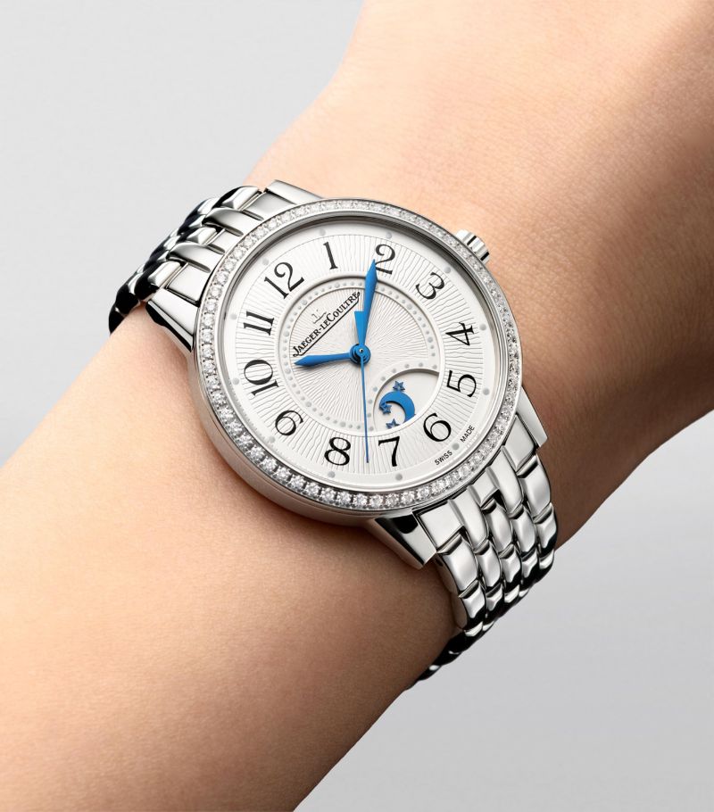Đồng hồ JAEGER-LECOULTRE Stainless Steel and Diamond Rendez-Vous Night & Day 34mm mặt số màu trắng