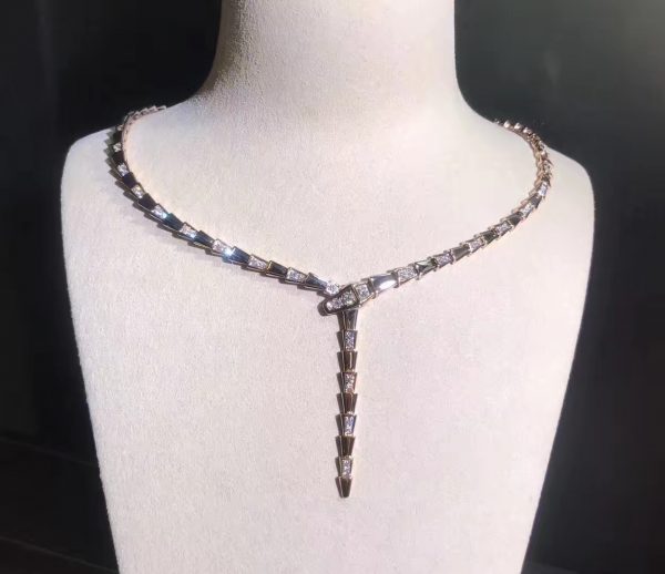 Vòng cổ BVLGARI Serpenti Kim cương Demi-pavé vàng hồng 18K