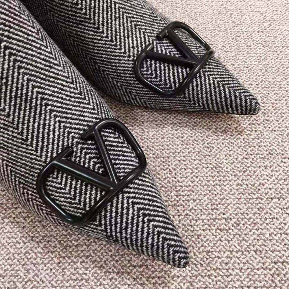 Giày Valentino Women Vlogo Signature Chevron Fabric Ankle Boot 40 mm