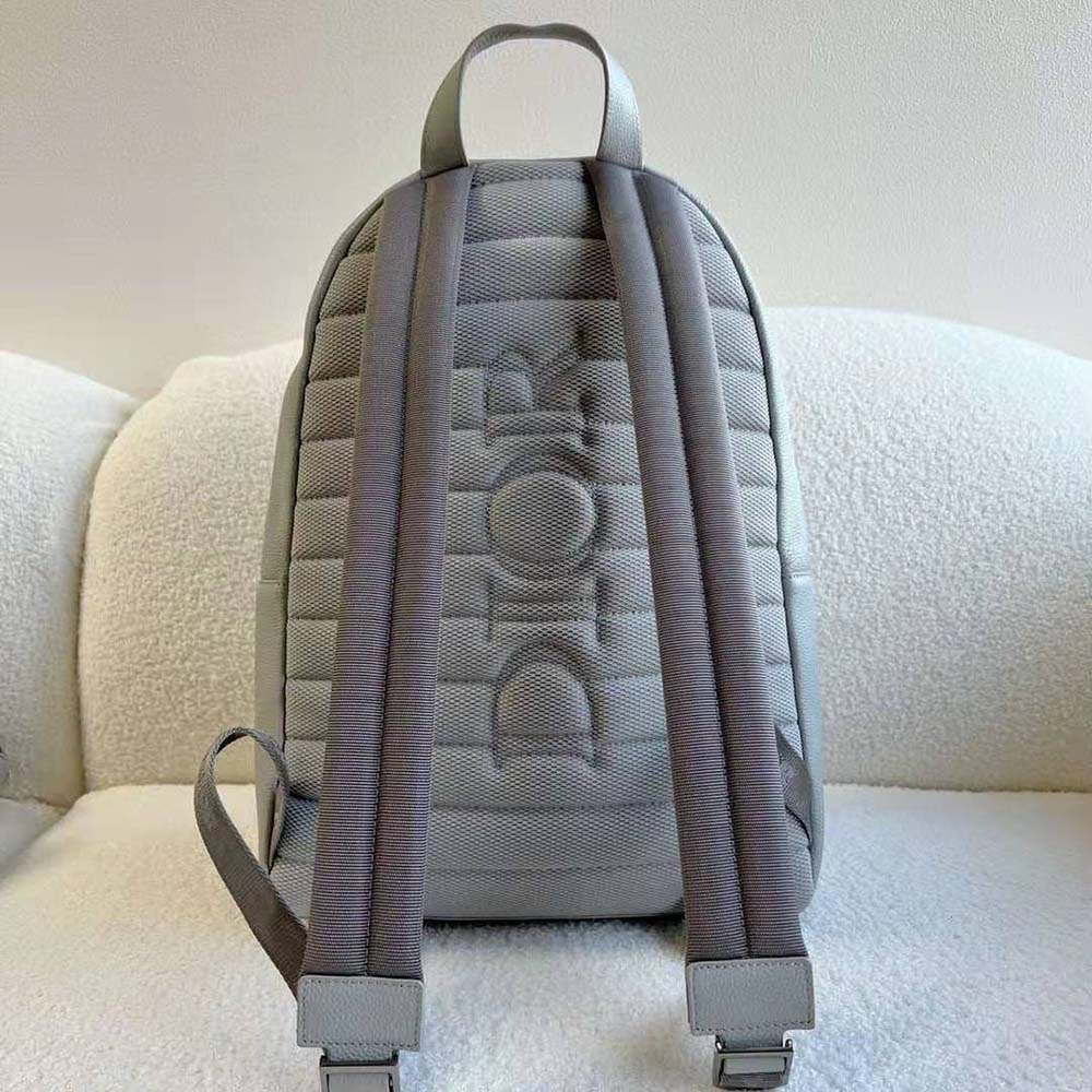 BALO Dior Backpack Dior Gray Grained Calfskin with ‘Christian Dior 1947’ Signature