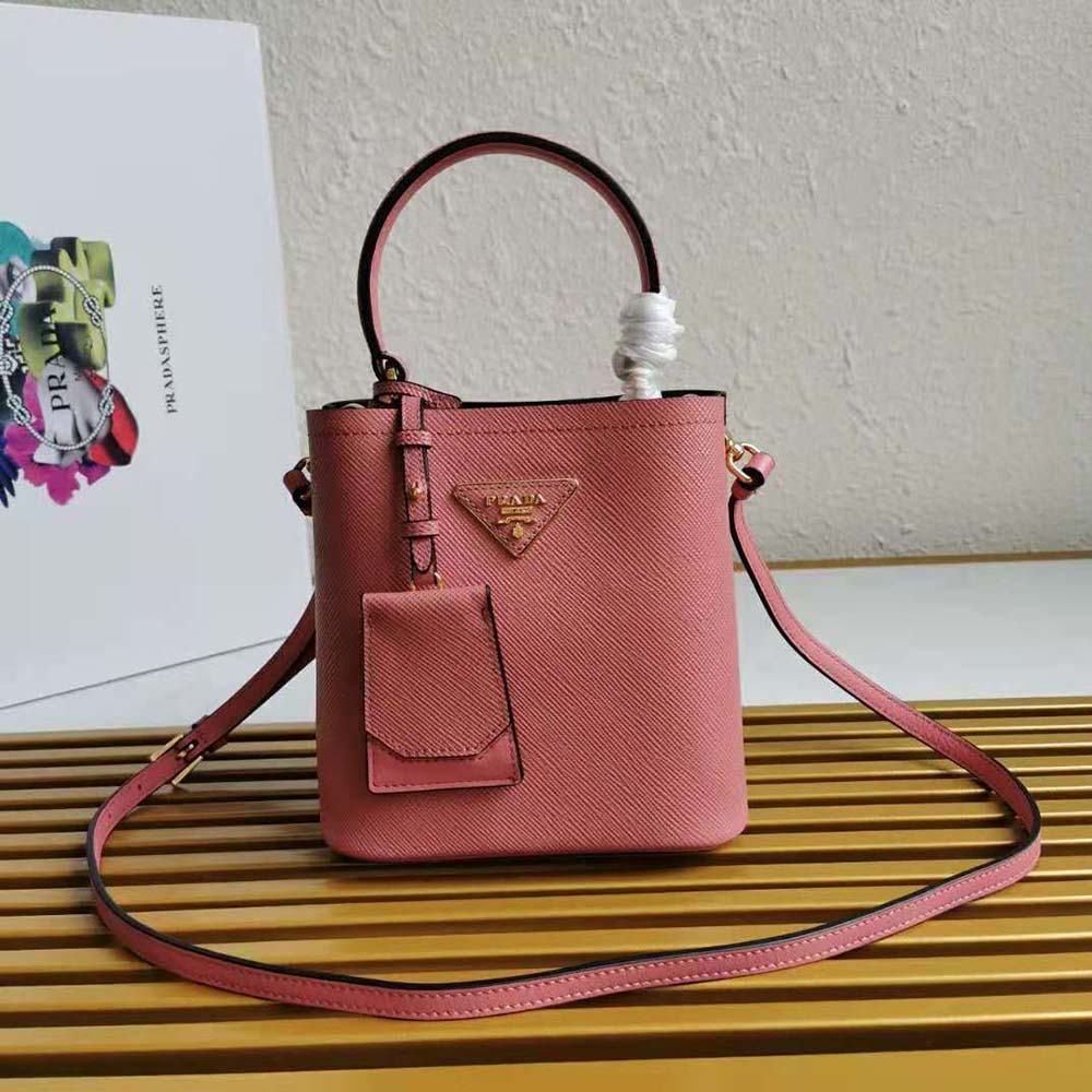TÚI Prada Saffiano Leather Prada Panier Bag-Pink