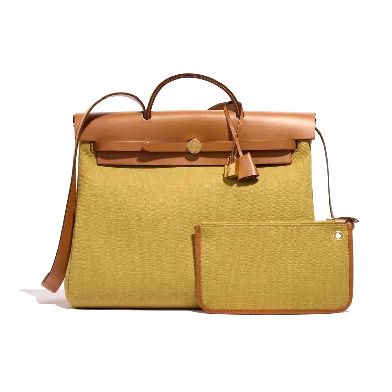 TÚI Hermès Herbag 39 Vache Hunter Toile Ginger Naturel