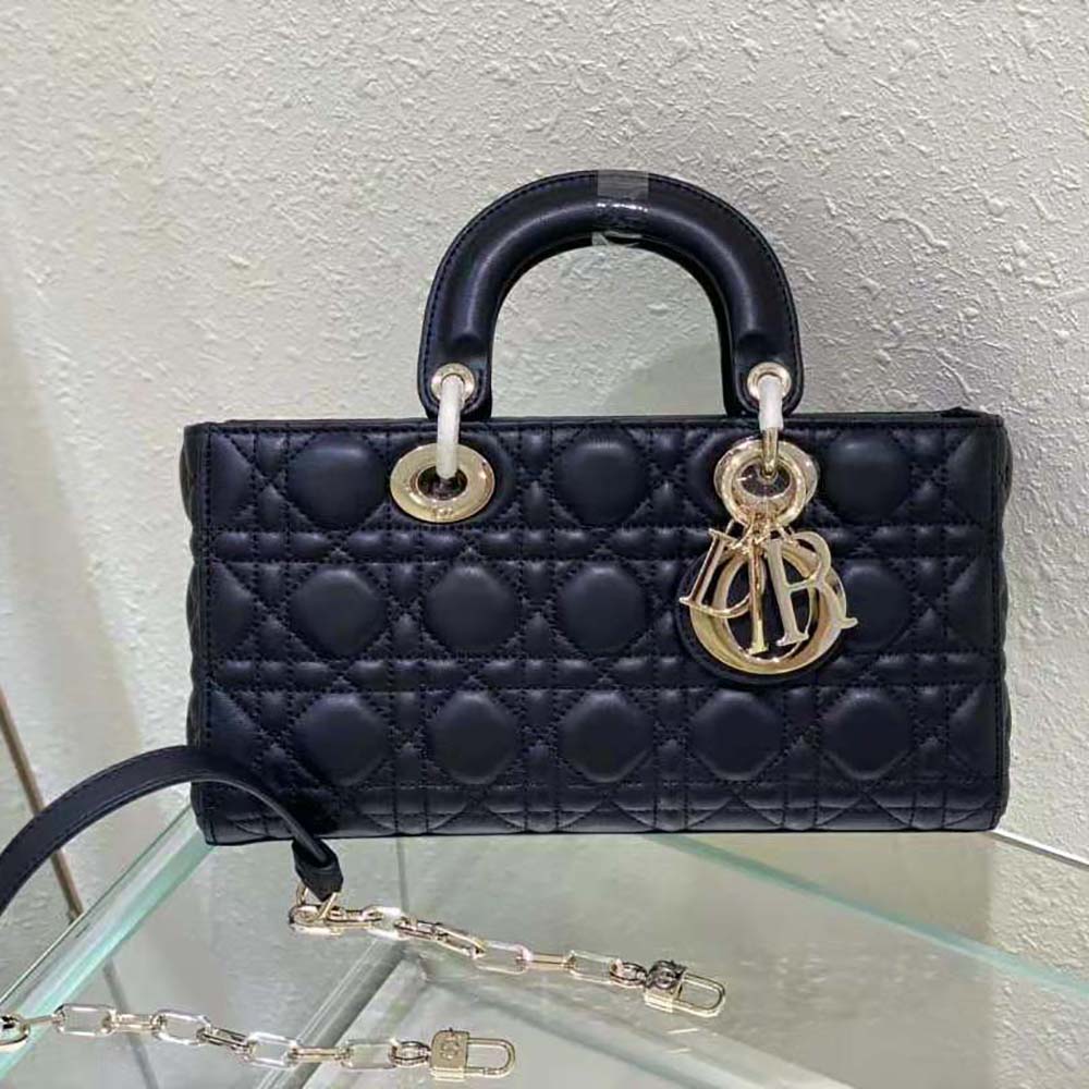 TÚI Dior Women Lady D-Joy Bag Black Cannage Lambskin