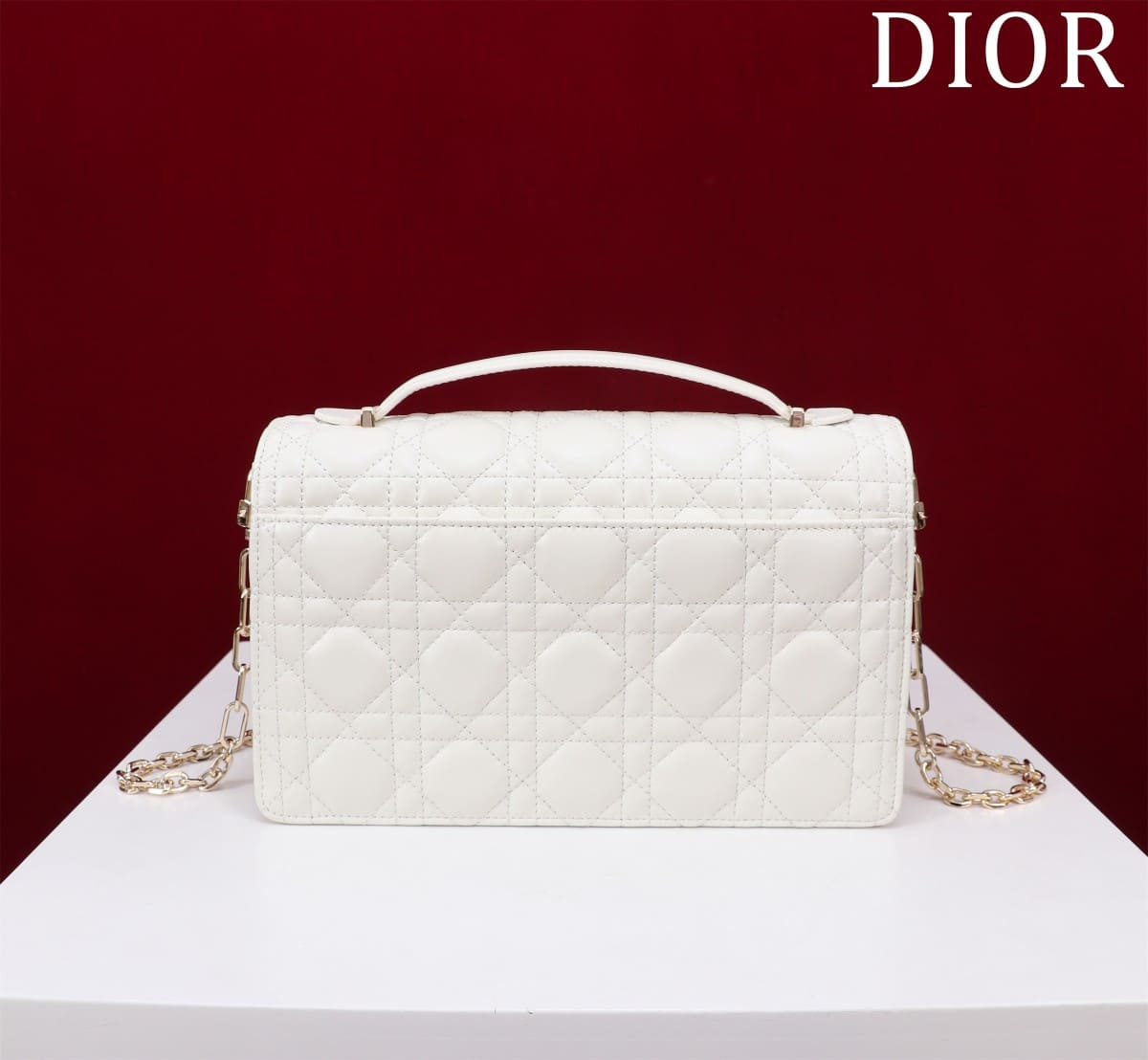 TÚI CHRISTIAN DIOR Mini Miss Dior Bag White Cannage Lambskin