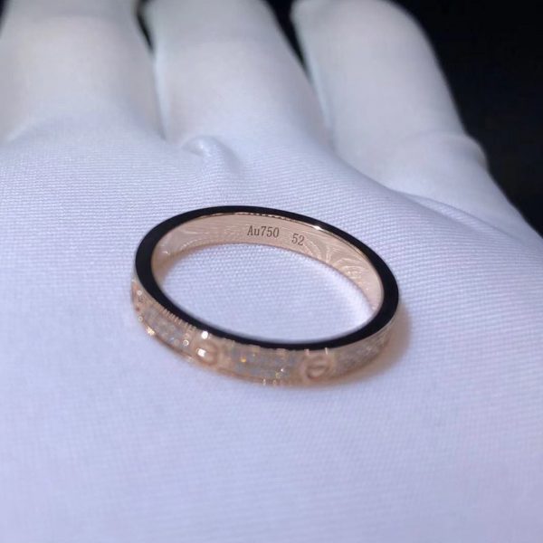 Nhẫn Cartier Love Full Pave Diamond size nhỏ vàng hồng 18K