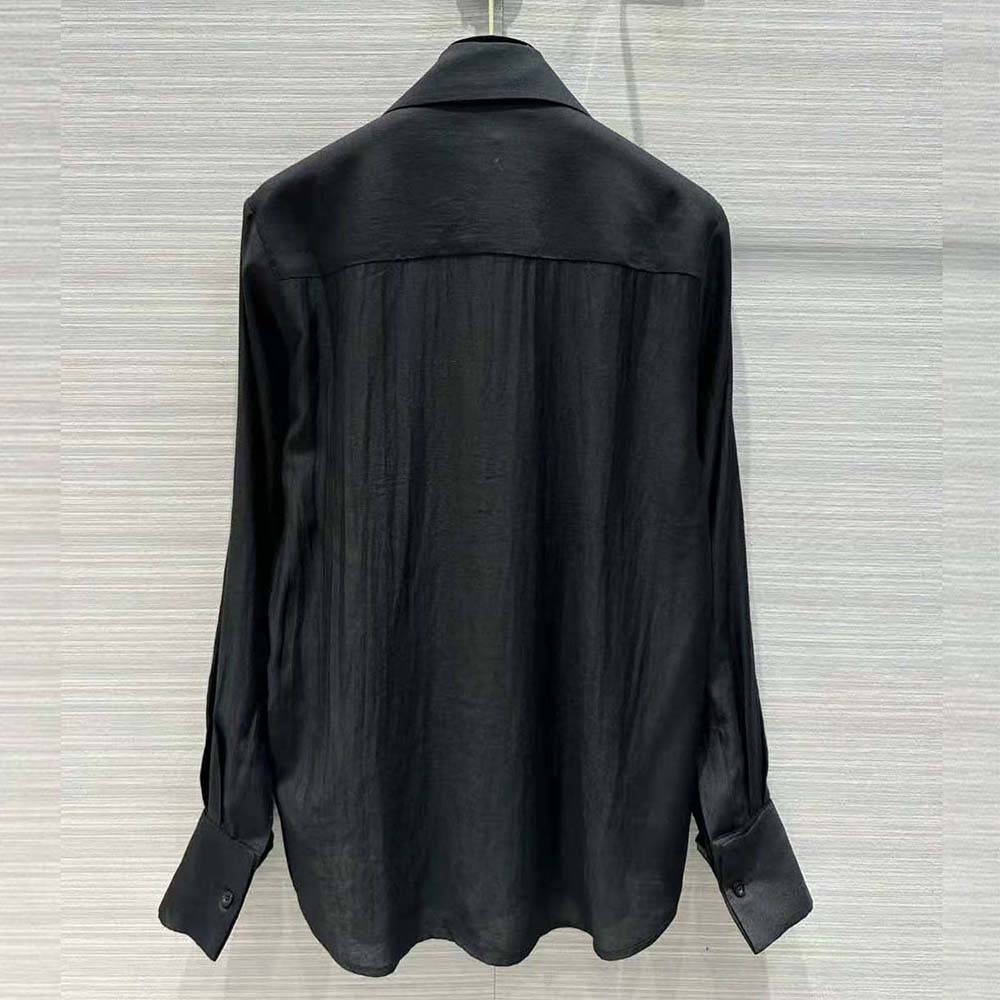 ÁO Dior Women Ascot Blouse Black Silk Twill