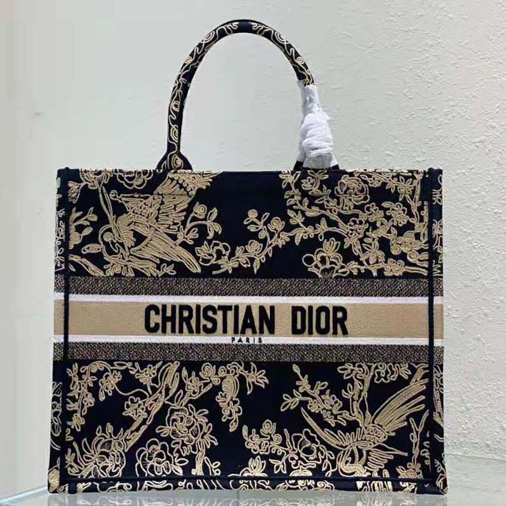 TÚI Christian Dior Black Dior Jardin D’Hiver Embroidered Cotton with Velvet and Metallic Thread
