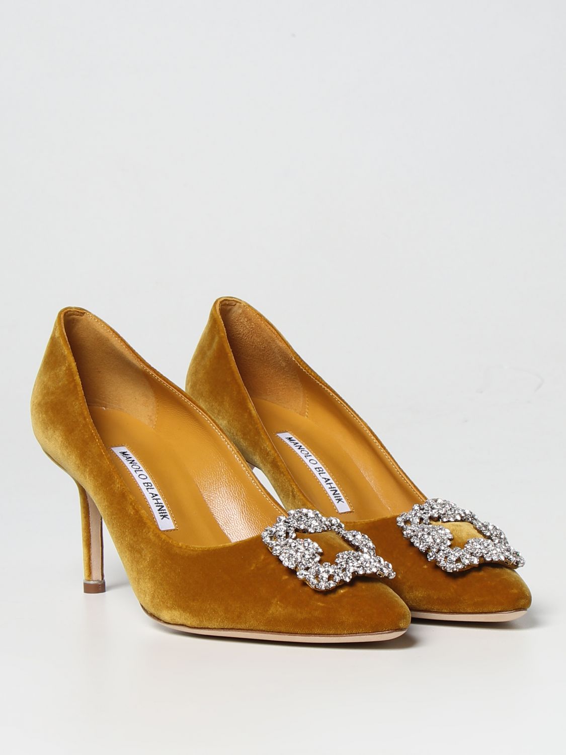 GIÀY MANOLO BLAHNIK Yellow suede high heel shoes