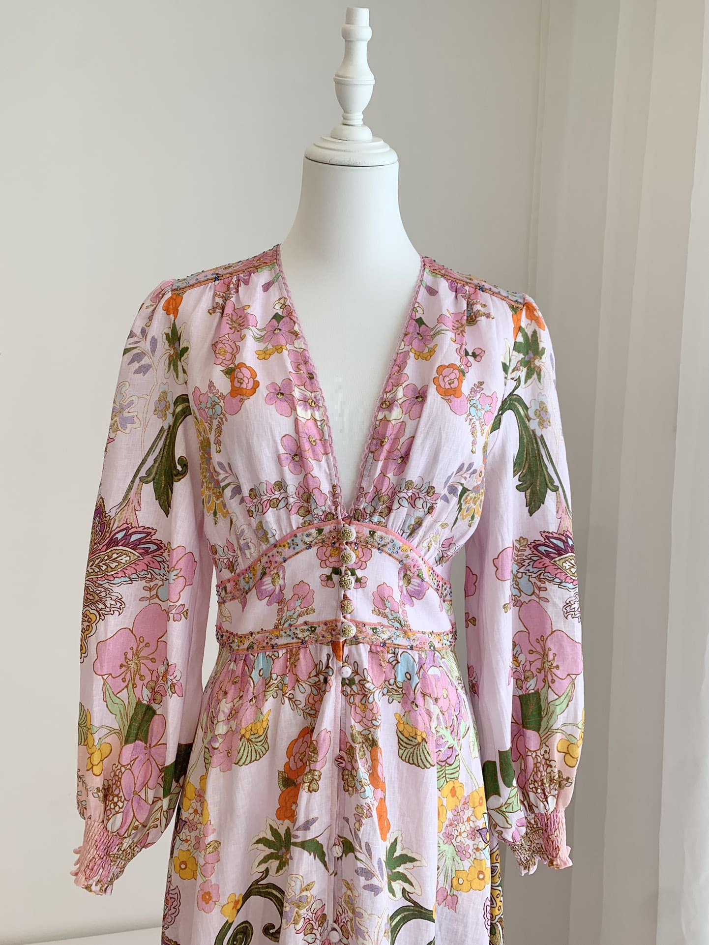 VÁY CAMILLA V NECK Pink Diamonds Long Sleeve High Classy