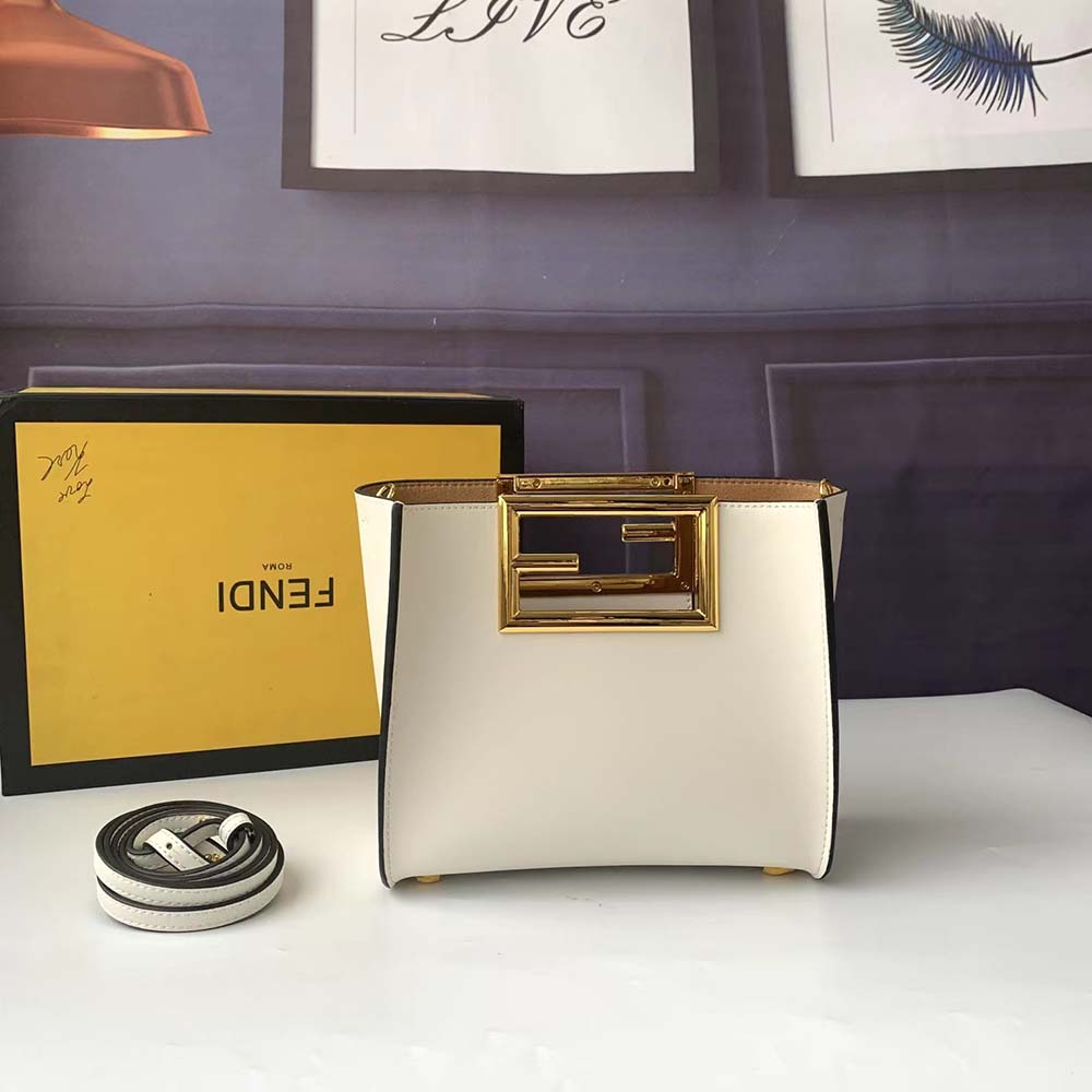 TÚI Fendi Way Medium Made of Camellia-Colored Leather Bag-White