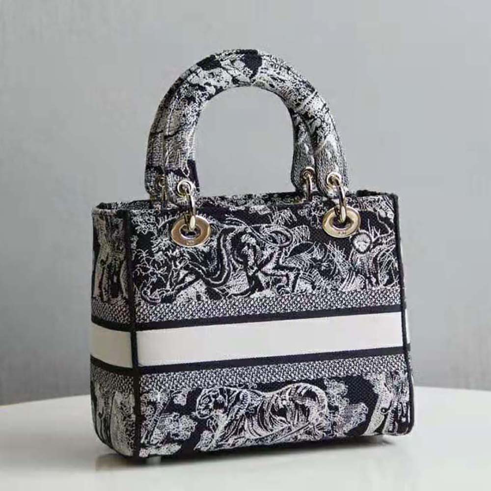 TÚI Dior Women Medium Lady D-lite Bag Blue Toile de Jouy Reverse Embroidery