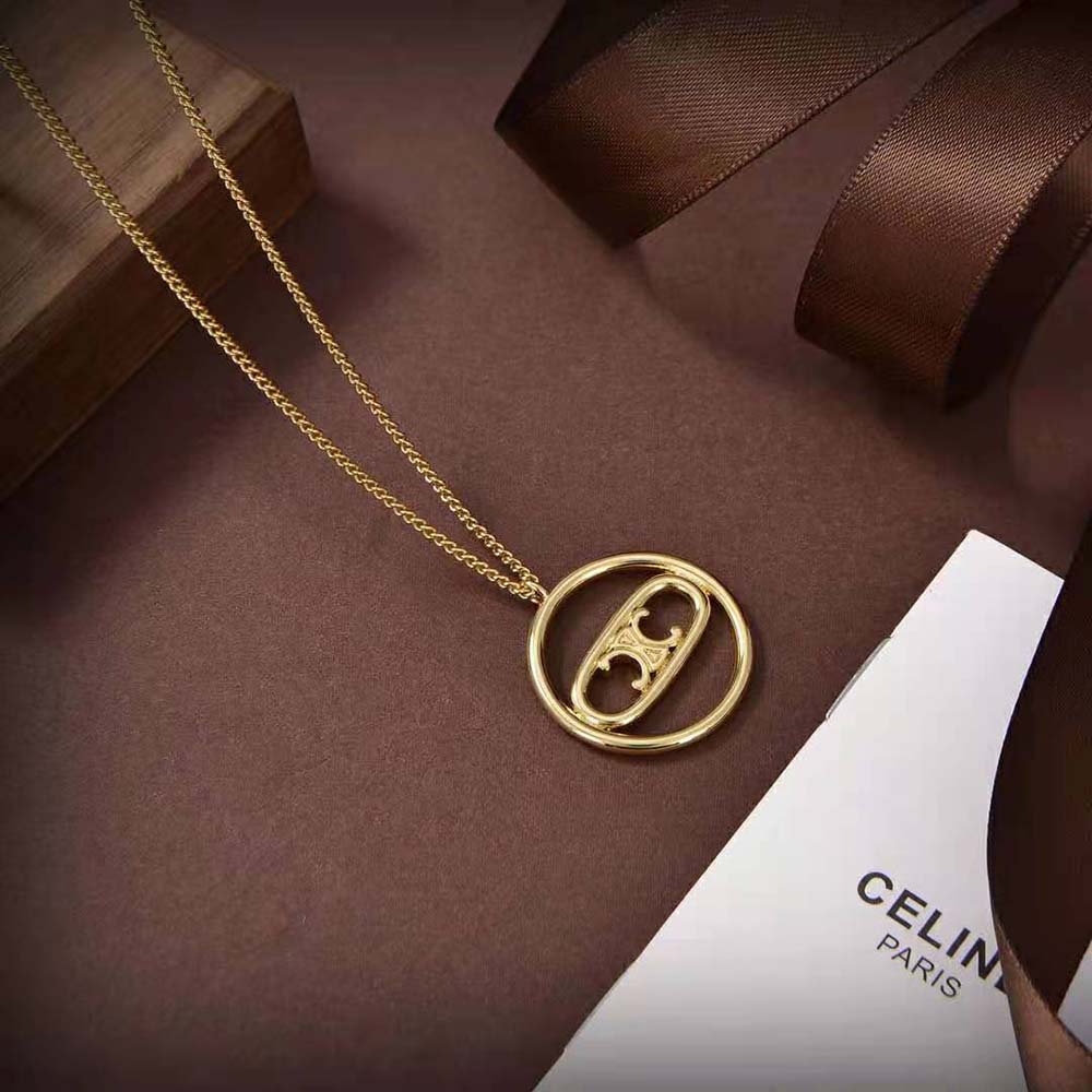 DÂY Celine Women Maillon Triomphe Bold Necklace in Brass with Gold Finish