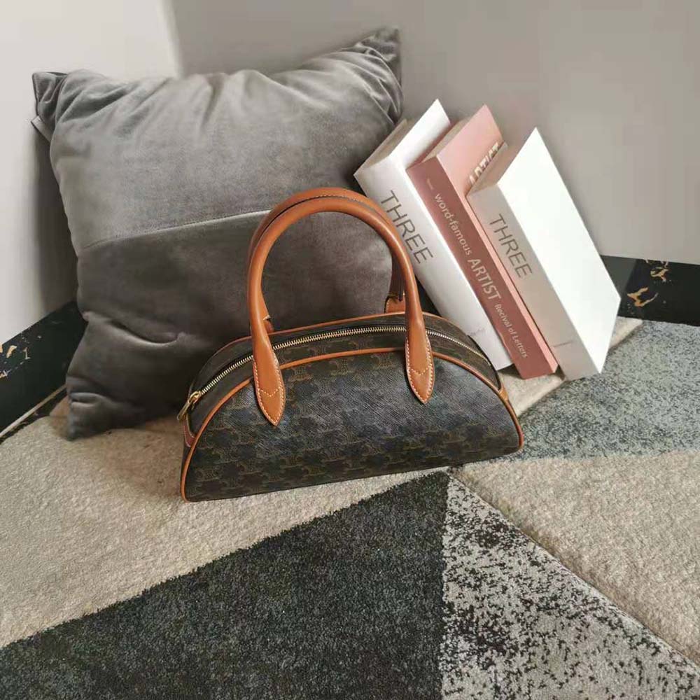 TÚI Celine Women Medium Teckel in Triomphe Canvas and Calfskin