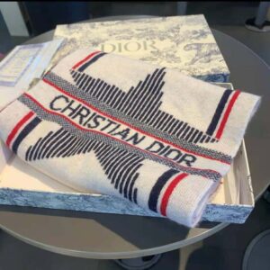KHĂN Dior Women Dioralps Scarf White Three-Tone Wool and Cashmere