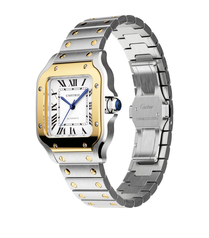 Đồng hồ CARTIER Yellow Gold and Stainless Steel Santos de Cartier 35.1mm mặt số màu trắng
