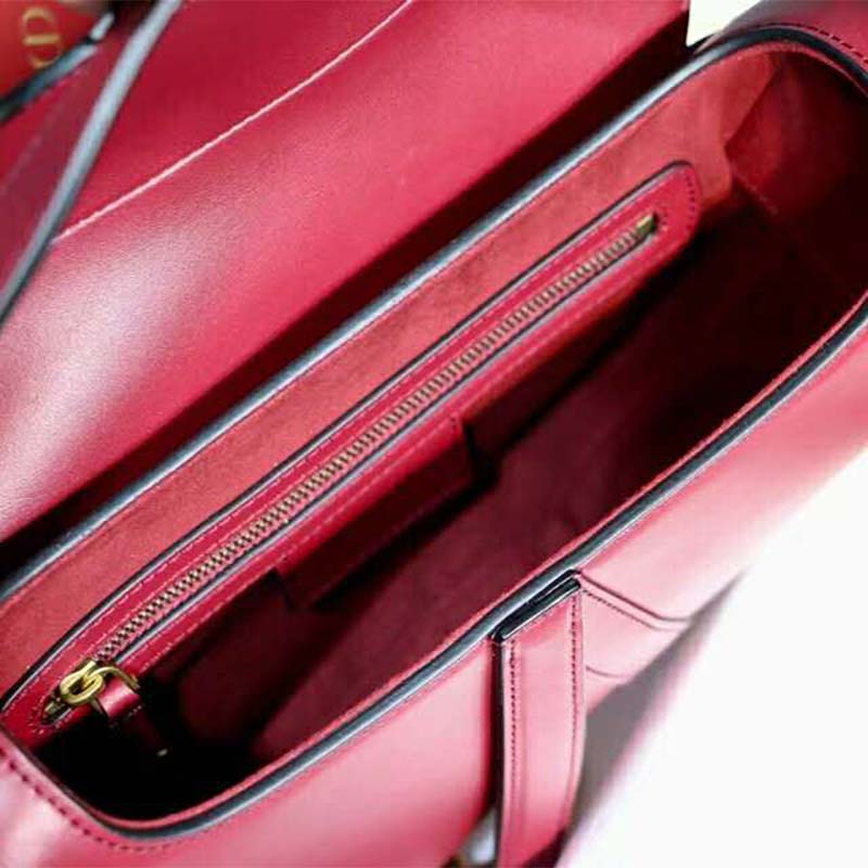 TÚI Dior Women Saddle Bag in Red Calfskin