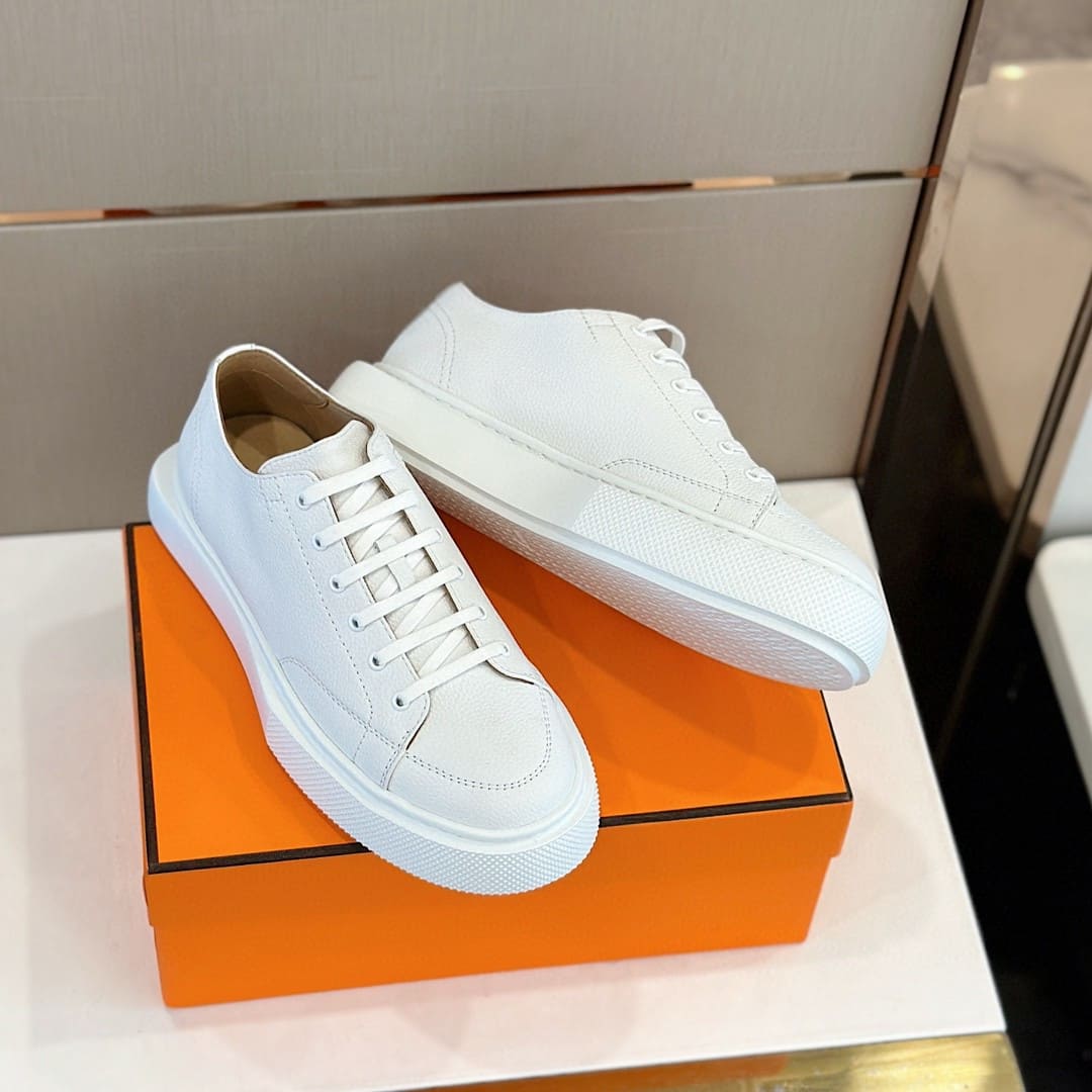 GIÀY HERMES SNEAKER LOW SPORTS CALFSKIN WHITE