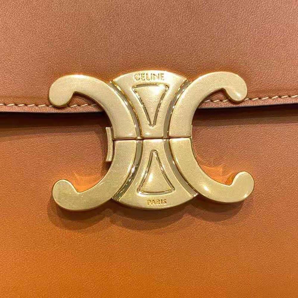 TÚI Celine Women Strap Bag Triomphe in Natural Calfskin-Brown