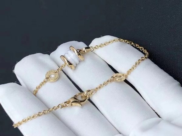 Vòng tay BVLGARI B.zero1 bằng gốm trắng vàng hồng 18K
