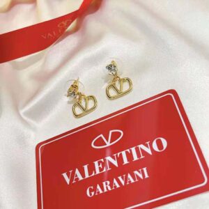 Bông tai Valentino Women Vlogo Signature Metal and Rhinestone Earrings
